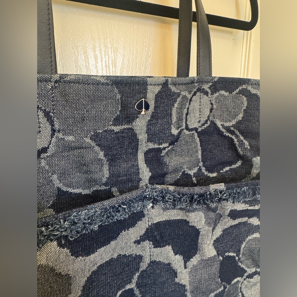 NOT 4sale Kate Spade Sam Blue Denim Floral Shoulder Tote Bag - Picture 3 of 12